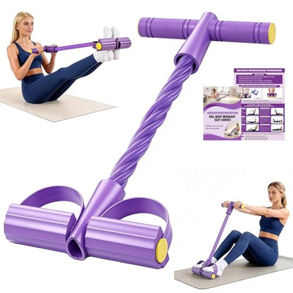 Foot Pedal Resistance Bands with Handles, 6-Tube Multifunction Exercise Bands, Durable Home Gym Fitness Equipment for Women & Men - color: Purple