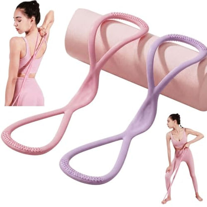 Resistance Bands with Handles,Figure 8 Resistance Band Elastic Fitness Bands Exercise Band for Home Yoga Gym Workout - color: Purple-15LB+Pink-25LB