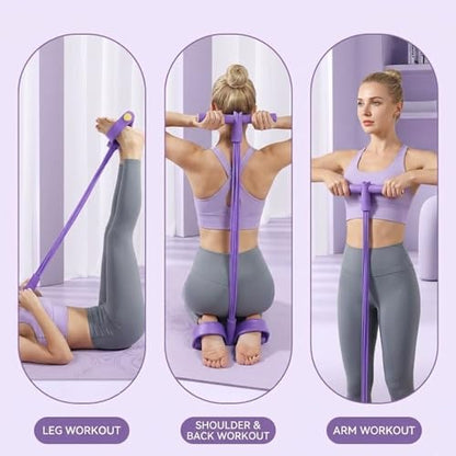 Hllpro Gentle Fit Exercise Band, 6-Tube Pedal Resistance Bands with Handles, Multifunction Fitness Resistance Bands for Abdomen, Waist, Arms, Legs & Full Body Workout
