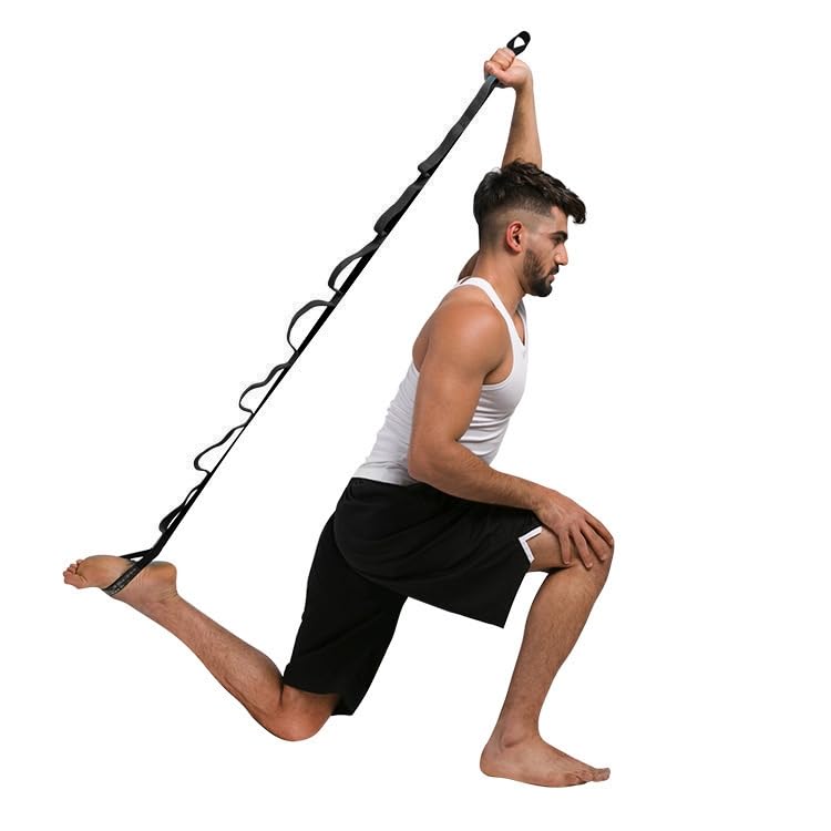 Stretching Strap Yoga Strap for Home Workout, Exercise, Pilates and Gymnastics, Non-Elastic Stretch Bands for Women & Men,Improve Flexibility-Black