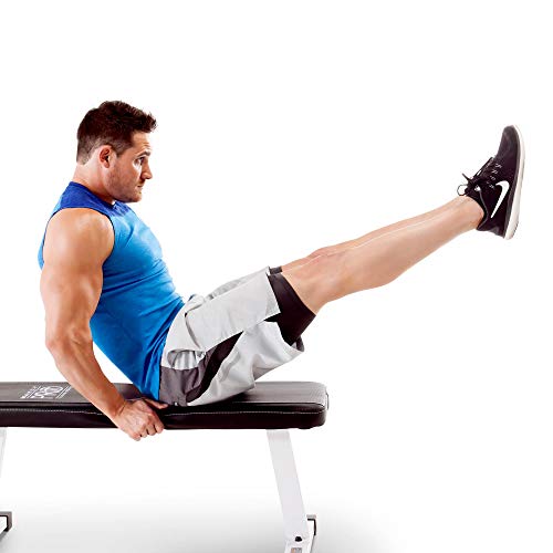 Marcy Flat Utility Flat Strength Training Home Gym Lifting Weight Bench, White