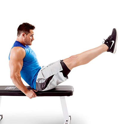 Marcy Flat Utility Flat Strength Training Home Gym Lifting Weight Bench, White