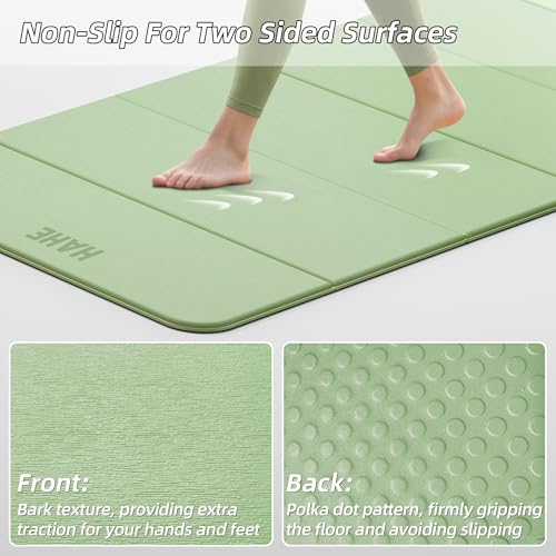 Foldable Yoga Mat,74"Lx32"Wx1/3"Thick,Folding Exercise Mat,Non-slip Wide Pilates Mats for Home Workout/Travel, Portable Yoga Mat Thick for Yoga/Pilates/Camping/Floor Exercises