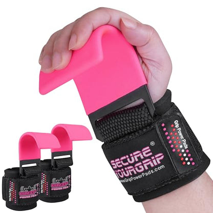 Weight Lifting Rod Hooks Heavy Duty Wrist Wraps Power Weight Lifting Training Gym Grips Straps Set of 2 - color: Classic PINK, size: WOMEN-Wrist Size Small/Medium