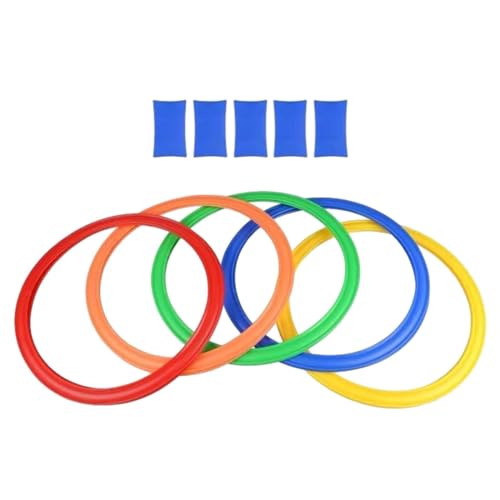 Hopscotch Rings Game with Connectors Sensory Training Equipment Agility Training Colored Hopscotch Jump Set for Kids Toddlers Party Play- 36cm 5 Rings