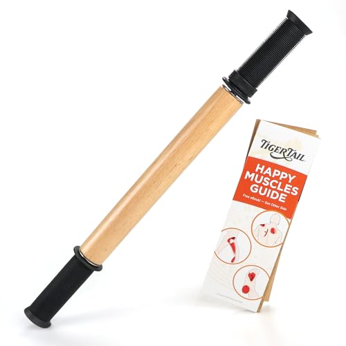 Tiger Tail ReGreen 18" Wood Roller - Handheld, Deep Tissue Wood Roller, Body Massage and Myofascial Release Tool for Legs, Neck, Calves, Thighs, Shins & Back, Made in USA