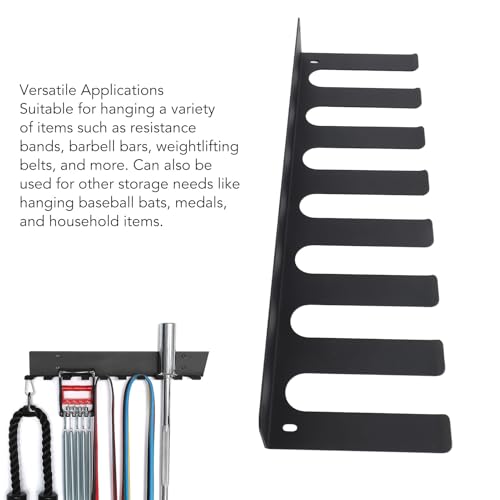 Gym Organizer Rack, 8 Hook Wall Mounted Gym Equipment Hanger for Resistance Bands Barbell Jump Rope, Carbon Steel Home Gym Storage Rack with Anti - Slip Hooks