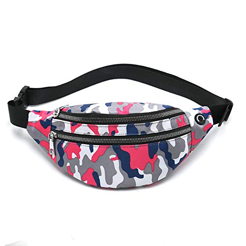 MOCE Waist Bag Fanny Pack for Men & Women Fashion Water Resistant Hip Bum Bag with Adjustable Belt for Travel Hiking Running Outdoor Sports.(Gray/Pink Camo) - color: Gray/Pink Camo