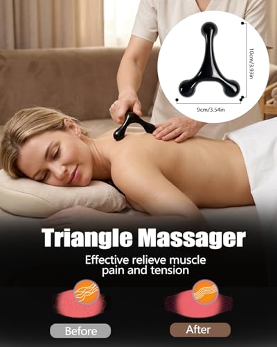 Trigger Point Massage Tool for Deep Tissue, 3PCS Fascia Release Tools Set, Thumb Saver Massage Tool for Full Body Pain Relief, with 3-Legged Massage Knobs, Stress Relief
