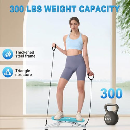 Balance Board, Ski Balancing Machine with 300 LBS Weight Capacity, Slide Stepper Stimulated Ski with Resistance Bands, Portable Balance Trainer for Full Body Workout