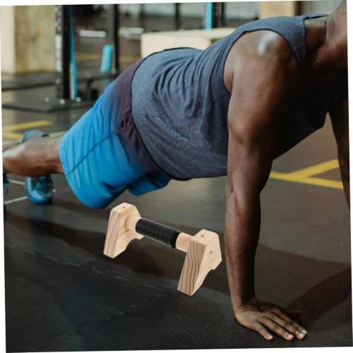 Totority 2pcs Wooden Parallettes Bars Non- Base for Push-ups and Exercise Handles for Strength Training and Calisthenics Compact Design for Home Fitness for Men and Women