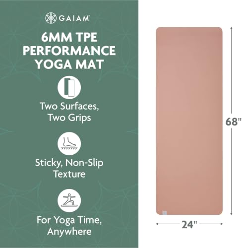 Gaiam Performance TPE Yoga Mat, 6mm Non-Slip