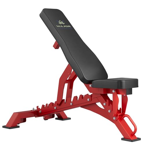 MAJOR FITNESS Weight Bench - 1300LBS Weight Capacity and 36 Adjustable Positions Strength Training Bench for Garage and Home Gym Workouts - color: Red