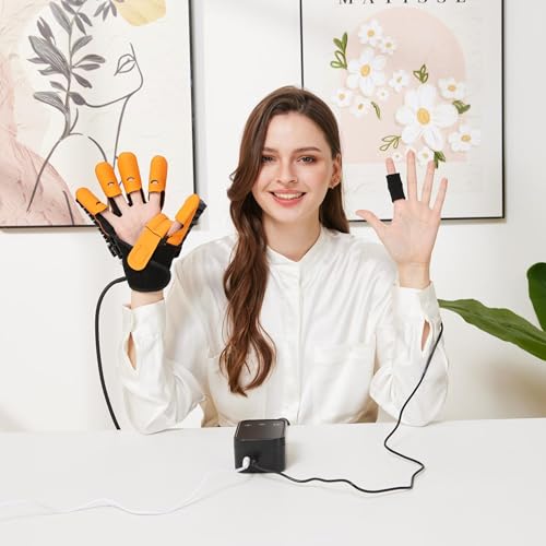 Stroke Hand Rehabilitation Robot Gloves, Strokes Therapy Equipment for Adults, Fingers Strength Training Device for Hemiplegia, Robotic Glove Rehab Stroke Patients (Left XL)