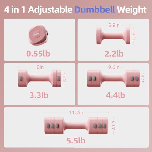 Lightweight Adjustable Dumbbell Kettlebell Set - 4 in 1 Free Weight Set with Kettlebell Grip Converter, Each 2.2 3.3 4.4 5.5lb Quick Change Weight Women Dumbbell Set for Small Spaces Home Gym - color: Adjustable Kettlebell Black