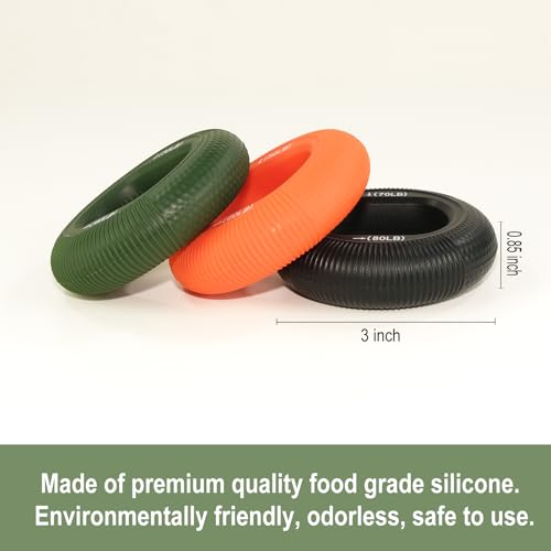 Grip Strength Trainer, Hand Gripper Strengthener 30-80 Lbs. Silicone Trainer Ring, Forearm Finger Hand Exerciser, Perfect for Muscle Training Rehabilitation Rock Climbing Athletes Workout Stress Relief. 3 Pack with 6 Different Resistance Levels.