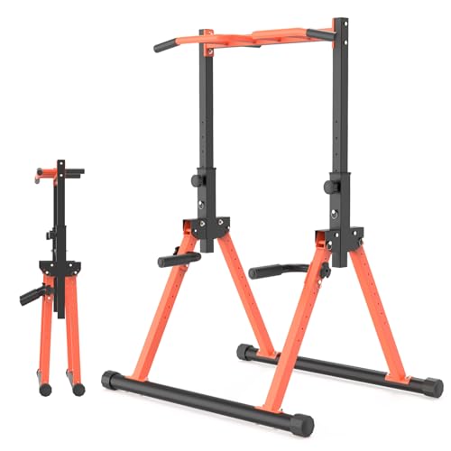 Pull-Up Dip Station Pull-Up Chin-Up Weight Capacity 350LBS - color: tangerine
