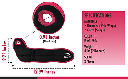 Comfecto Wrist Weights with Thumb Loops Lock, 1lb*2 2lbs*2 for Running, Strength Training, Walking, Exercises, Gym, Cardio, Men, Women
