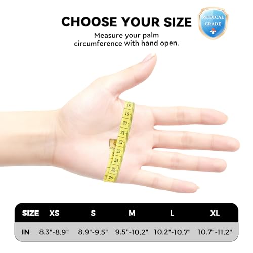 All-Around Copper Arthritis Gloves, Carpal Tunnel Pain Relief Gloves, Breathable & Anti-Slip Hand Compression Gloves for Rheumatoid, Tendonitis, Swelling, Fingerless Gloves Fit Men & Women 9.5"-10.2"