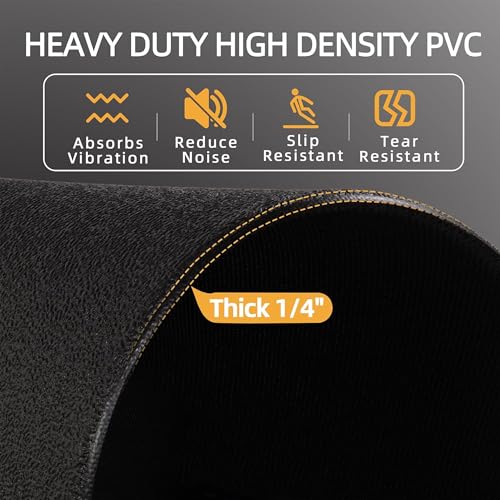 BalanceFrom High-Density Gym Equipment Floor Mat, 1/4-Inch Thick PVC – Non-Slip Flooring for Treadmill, Stationary Bike, Elliptical Trainer, Weight Bench, and Heavy Exercise Machines