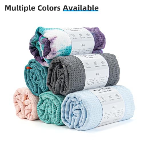 YESLIFE Non-Slip Extra Thick Hot Yoga Towel with One Sweat Towel, Microfiber Sweat Absorbent Yoga Mat Towel with Grip Dot, Pilates Mat, 72" x 24", Light Green - color: Light Green