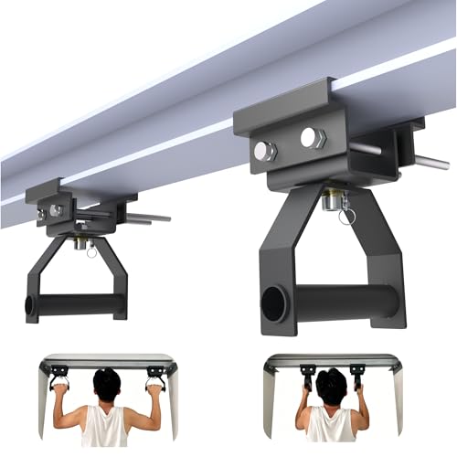 I-Beam Mount Multi-Grip Pull-Up Bar Adjustable Heavy Duty Chin Up Handles for Home Gym, Fits 3.5"-7.5" I-Beam Flange Strength Fitness Training Equipment Load up to 400 LBS - Patent Pending