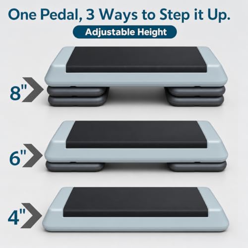 Aerobic Step Platform Height Adjustable Workout Step - color: Double-layer Base-Grey & Black