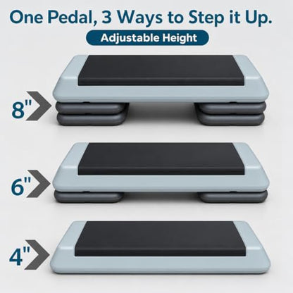 Aerobic Step Platform Height Adjustable Workout Step - color: Double-layer Base-Grey & Black