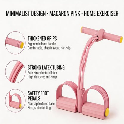 Pedal Resistance Bands with Handles, Upgrade 6-Tubes Manual Tension Training Pedal, Natural Rubber Foot Pedal Resistance Bands, Multifunction Fitness Bands for Abdomen, Waist, Arm, Leg - color: Pink