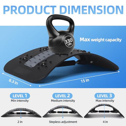 Back Stretcher and Posture Support for Lumbar & Upper Back, Portable Body Stretching Device for Muscle Relaxation