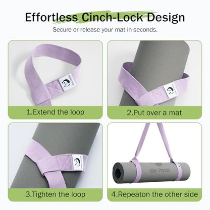 Slim Panda Yoga Mat Straps for Carrying, Adjustable Yoga Mat Carrier Sling Fits All Mats(Mat Not Included) - color: Lavender, size: 72 inches
