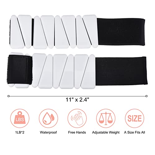 PATIKIL Ankle Weights for Women, 2Lbs Total (1Lb Each) Adjustable Wrist Weights with Removable Weights Arm Weights for Women & Men Yoga Training Walking Jogging Aerobics - color: White