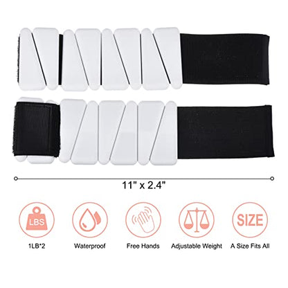 PATIKIL Ankle Weights for Women, 2Lbs Total (1Lb Each) Adjustable Wrist Weights with Removable Weights Arm Weights for Women & Men Yoga Training Walking Jogging Aerobics - color: White