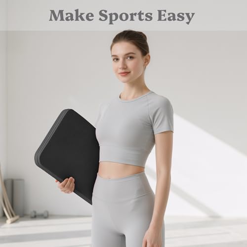 Foldable Yoga Mat Non Slip, Pilates Fitness Mats, 72" x 24" Extra Width ＆ Thick, Anti-Tear Exercise Mat with Carrying Strap and Bag, Workout Mats for Stretching,Yoga Studio,Gym or Home Workouts