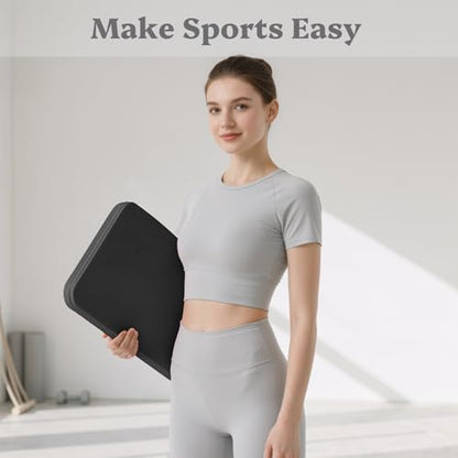Foldable Yoga Mat Non Slip, Pilates Fitness Mats, 72" x 24" Extra Width ＆ Thick, Anti-Tear Exercise Mat with Carrying Strap and Bag, Workout Mats for Stretching,Yoga Studio,Gym or Home Workouts