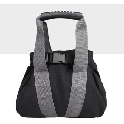 Adjustable Canvas Kettlebell Sandbag with Handle for Fitness Home Training, Empty Weight Bag 0-35lbs for Strength Yoga Workout Black