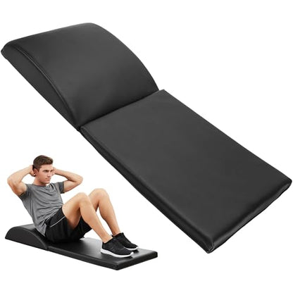 Ab Exercise Mat Fitness Abdominal Mat Sit Up Exercise Equipment for Core Training Thick Foam Pad Home Gym Workout Lumbar Support Lower Cushion Back Pain Relief Compact Floor Routine Foldable Trainer