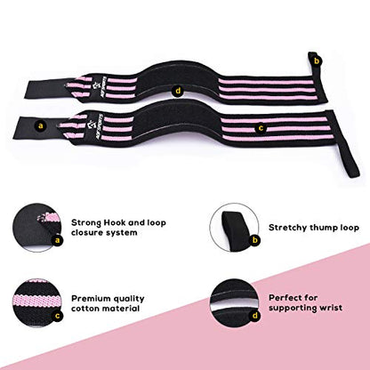 AQF Wrist Wraps for Weightlifting - USPA & IPL Approved 18" Gym Wrist Support with Thumb Loop - Heavy Duty Lifting Wrist Straps for Fitness, Workout, Powerlifting, & Bodybuilding (Pair)
