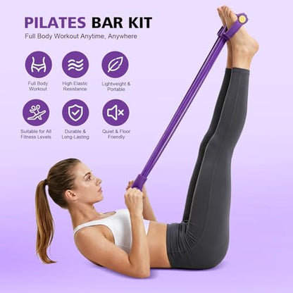Multifunctional Pedal Resistance Band with Handle,6/8/10 Tubes for All Weights,Upgrade Heavy-Duty Stretch for Full Body Workouts. - color: Purple 10 tubes