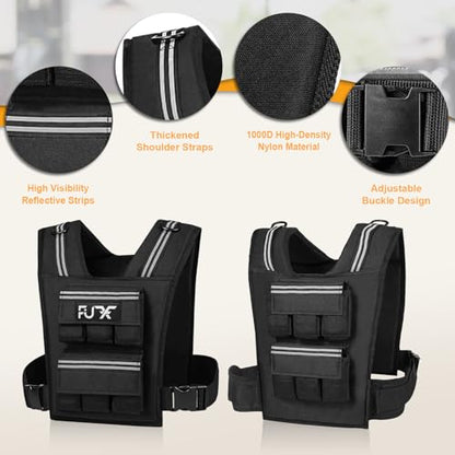 FUFF Adjustable Weighted Vest Men,20/30/40 LB Weight Vest for Strength Trainin, Workout Vest Woman with Removable Iron Weights for Walking, Rucking, Running, Exercise - size: 30 LB