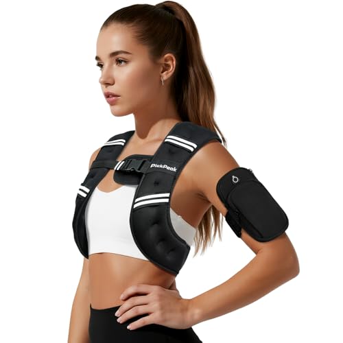 Weighted Vest for Woman Man 5lb/6lb/8lb/11lb/12lb/13lb/15lb/20lb/25lb/30lb Weighted Vest for Walking, Strength Training Weight Vest with Adjustable Buckle Detachable Phone Pouch for Running Workout