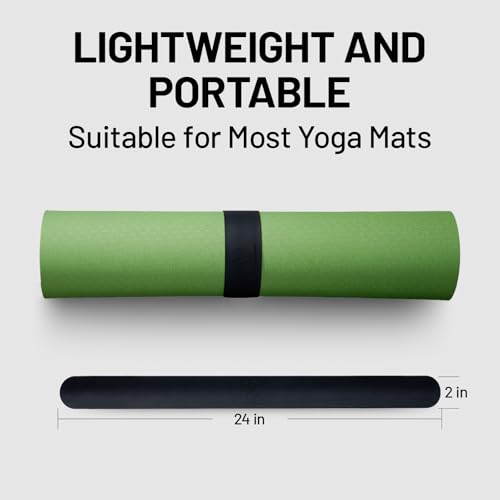 Yoga Mat Strap Slap Band, One Snap Keeps Mats Tightly Rolled, Heavy-Duty Clasp Fits Most Size Mats(24" L X 2" W) - color: Black