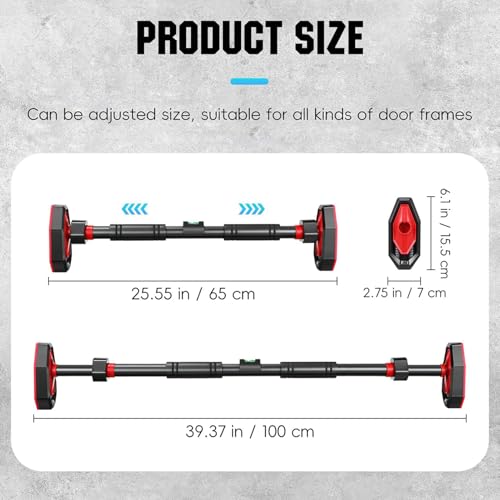 Pull Up Bar For Doorway, No Drilling Or Tools Required, 60-100cm Adjustable Size, Exercise Door Frame Bar, Home Fitness Pull Up Equipment, Heavy-Duty Construction, For Maximum Strength And Stability