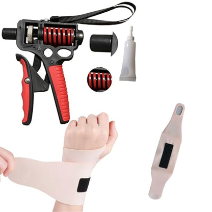 Adjustable Grip Strengthener 11-360 LBS, Forearm Strengthener Trainer with Wrist Guards, Lubricant & Storage Cord, Heavy-Duty Hand Grip Exerciser for Gym, Home Workout, Muscle Training & Injury Recovery