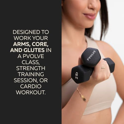 Pvolve 2lb Lightweight Neoprene Coated Dumbbell Set - Home Gym Fitness Equipment Designed For Comfart And To Fit Perfectly in the Palm of Your Hand
