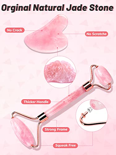Gua Sha Face Roller Tools: Jade Roller Facial Tools for Skin Care - Facial Massager for Face, Eyes, Neck, Relieve Fine Lines and Wrinkles