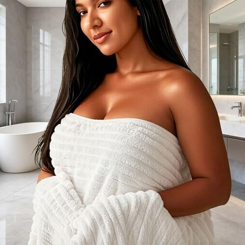 Luxury 2-Piece Quick-Dry Bath Towel Set 27.5X 55 Inches – Ultra Soft Microfiber for Bathroom, Bar, Pool, Gym & Travel – Elegant Twill Design - color: 2white