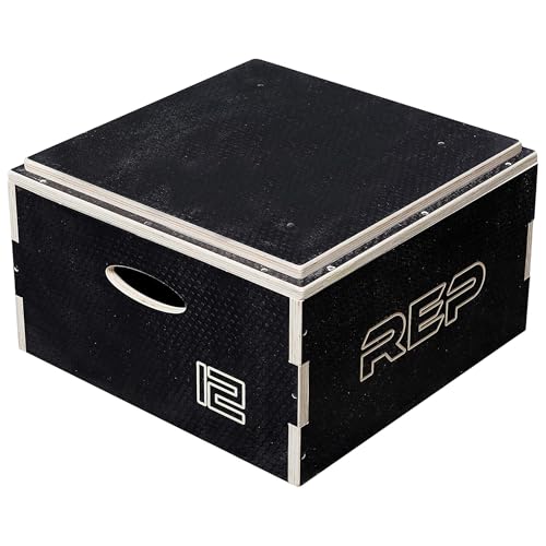 Rep Wooden Plyo Box | Stackable Jump Platforms for Home Gym Workouts | Multiple Height Options from 4, 6.8 and 12" Exercise Step Up Boxes for CrossFit & Plyometric Training | Durable Fitness Equipment