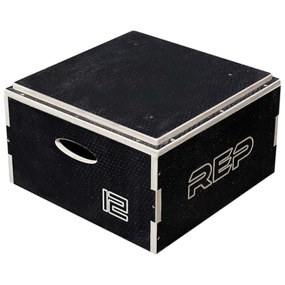 Rep Wooden Plyo Box | Stackable Jump Platforms for Home Gym Workouts | Multiple Height Options from 4, 6.8 and 12" Exercise Step Up Boxes for CrossFit & Plyometric Training | Durable Fitness Equipment