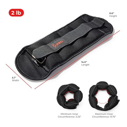 Sunny Health & Fitness Neoprene 1-5 LB Pair Ankle Weights/Adjustable 5 LB - size: 2 LB
